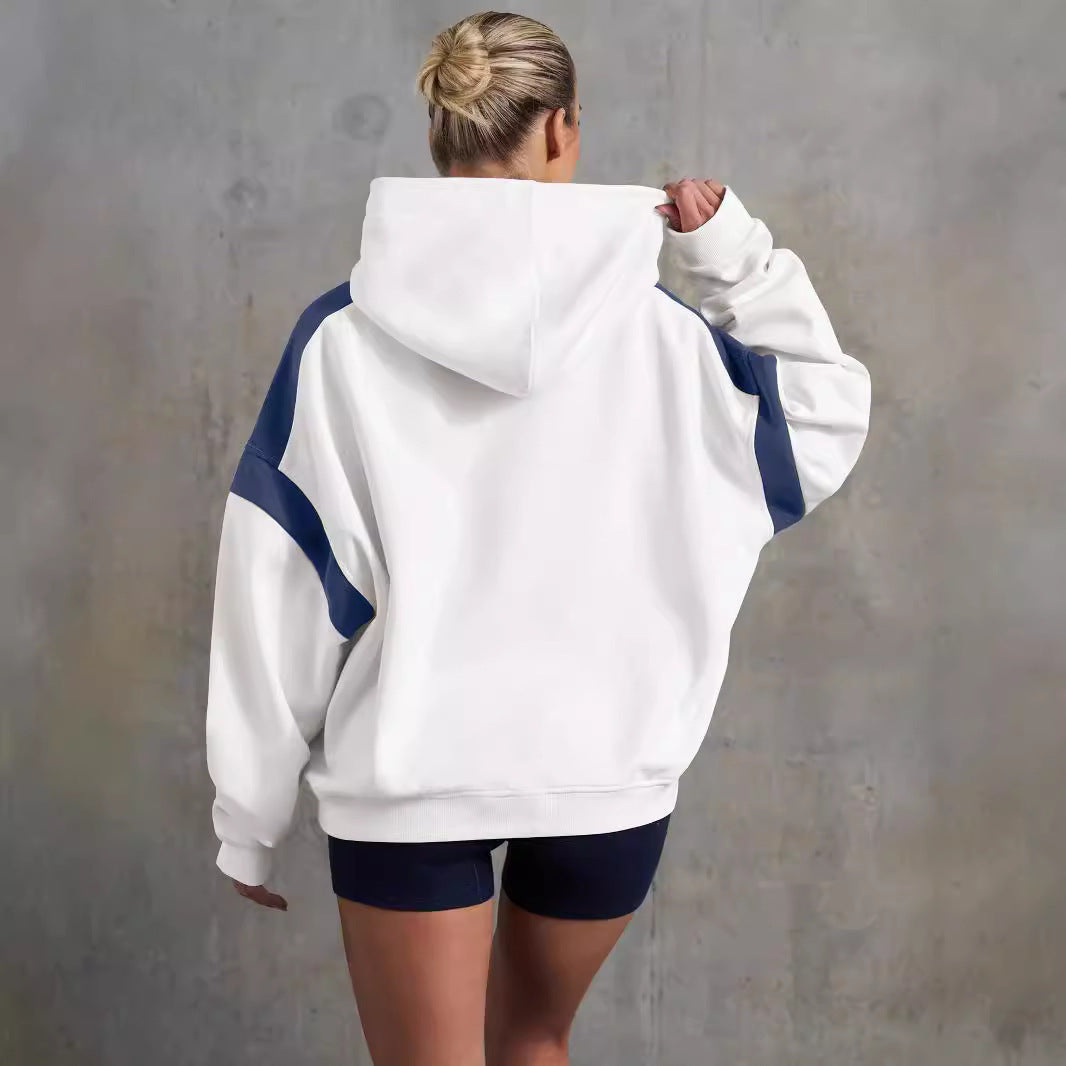 Clara | Sweat à capuche épaules tombantes contrastées