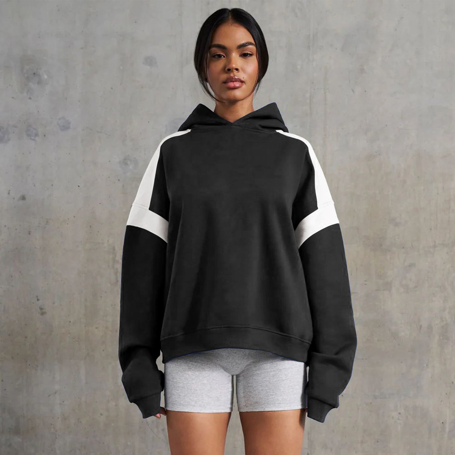 Clara | Sweat à capuche épaules tombantes contrastées