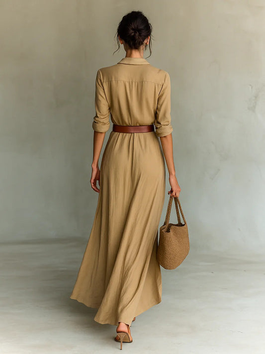 Éloane | Robe chemise asymétrique à ceinture