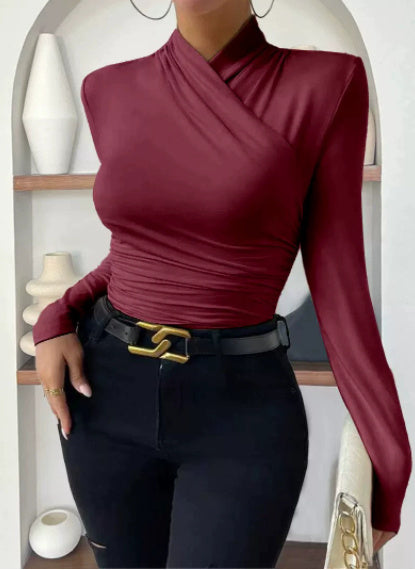 Liora | Blouse col croisé plissé