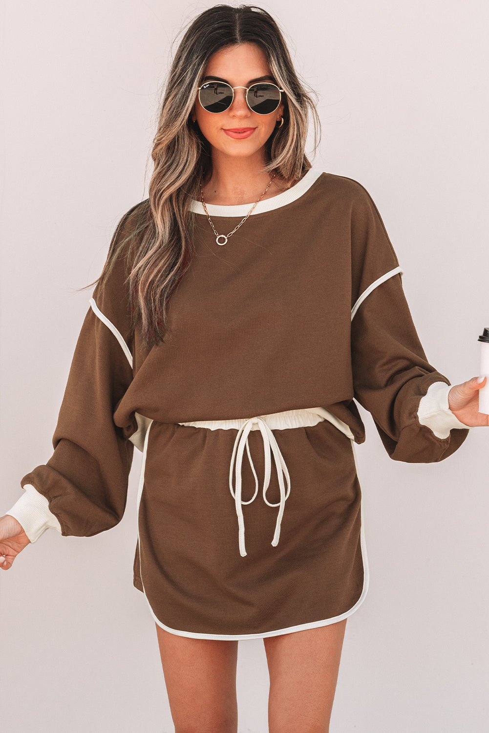 Sophie | Ensemble pull ample & short skort contrastant