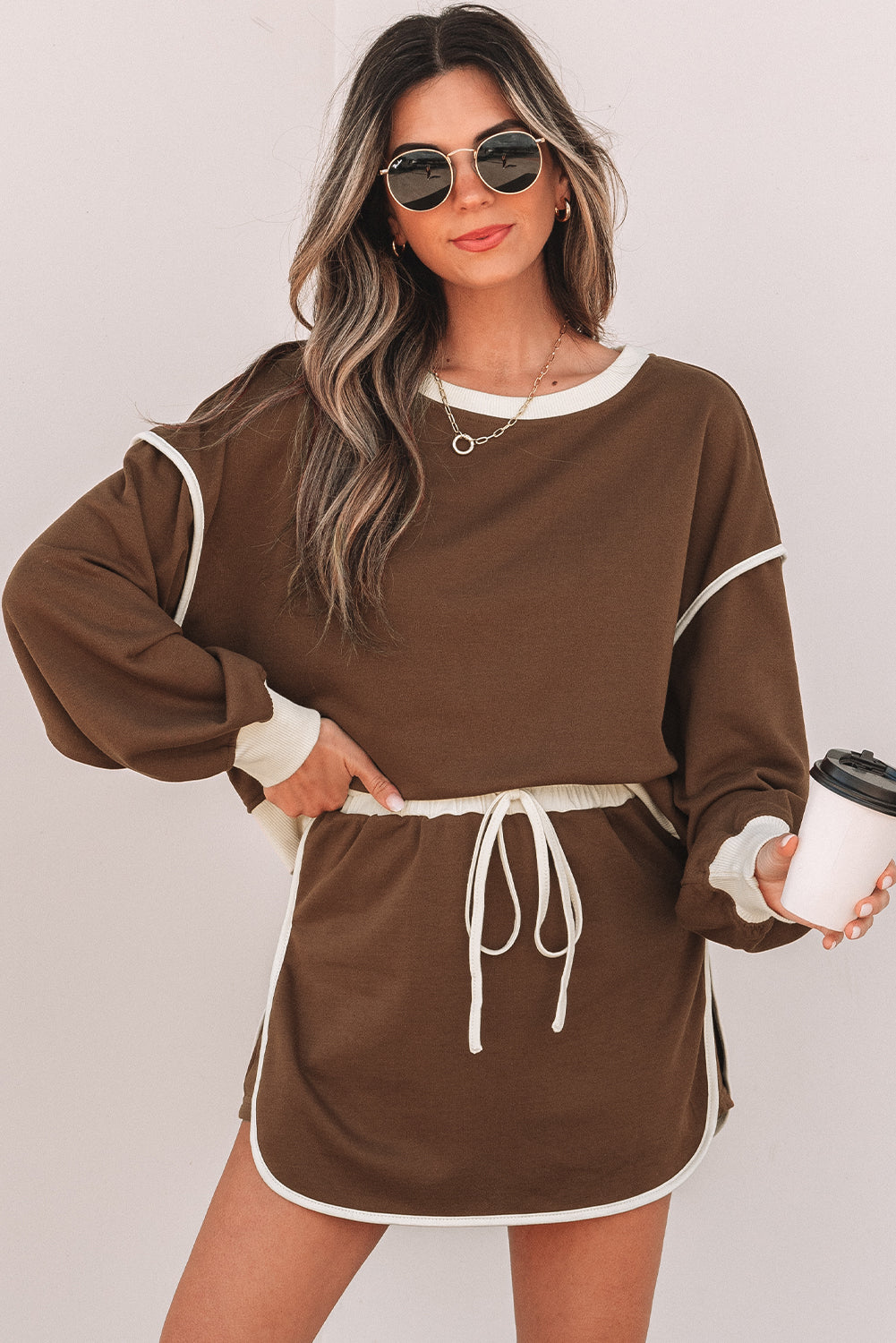 Sophie | Ensemble pull ample & short skort contrastant