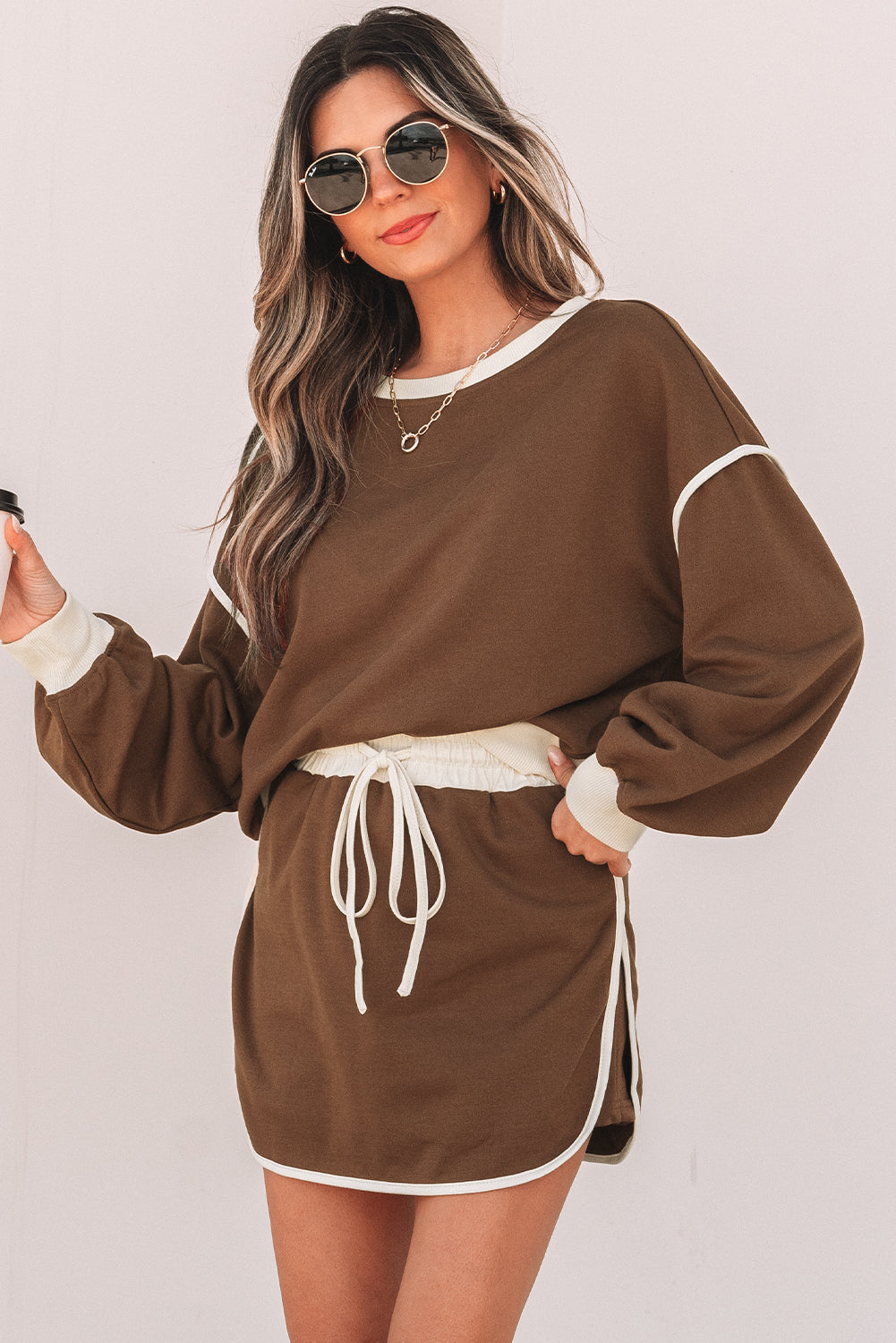 Sophie | Ensemble pull ample & short skort contrastant
