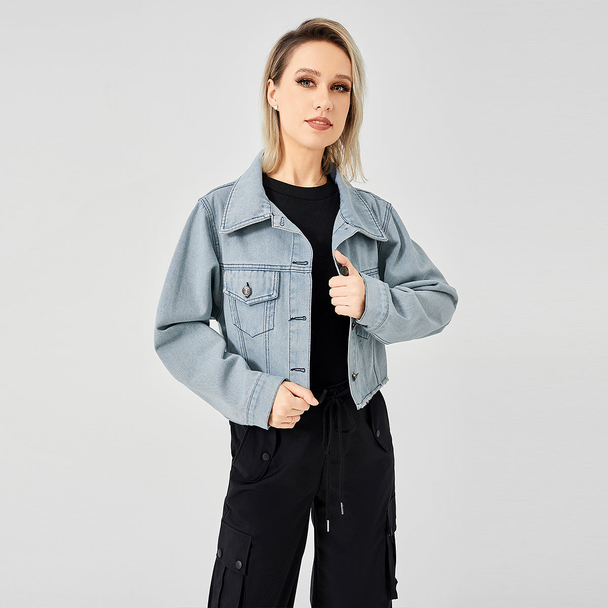 Camille | Veste en jean rétro, coupe ample — Charme décontracté
