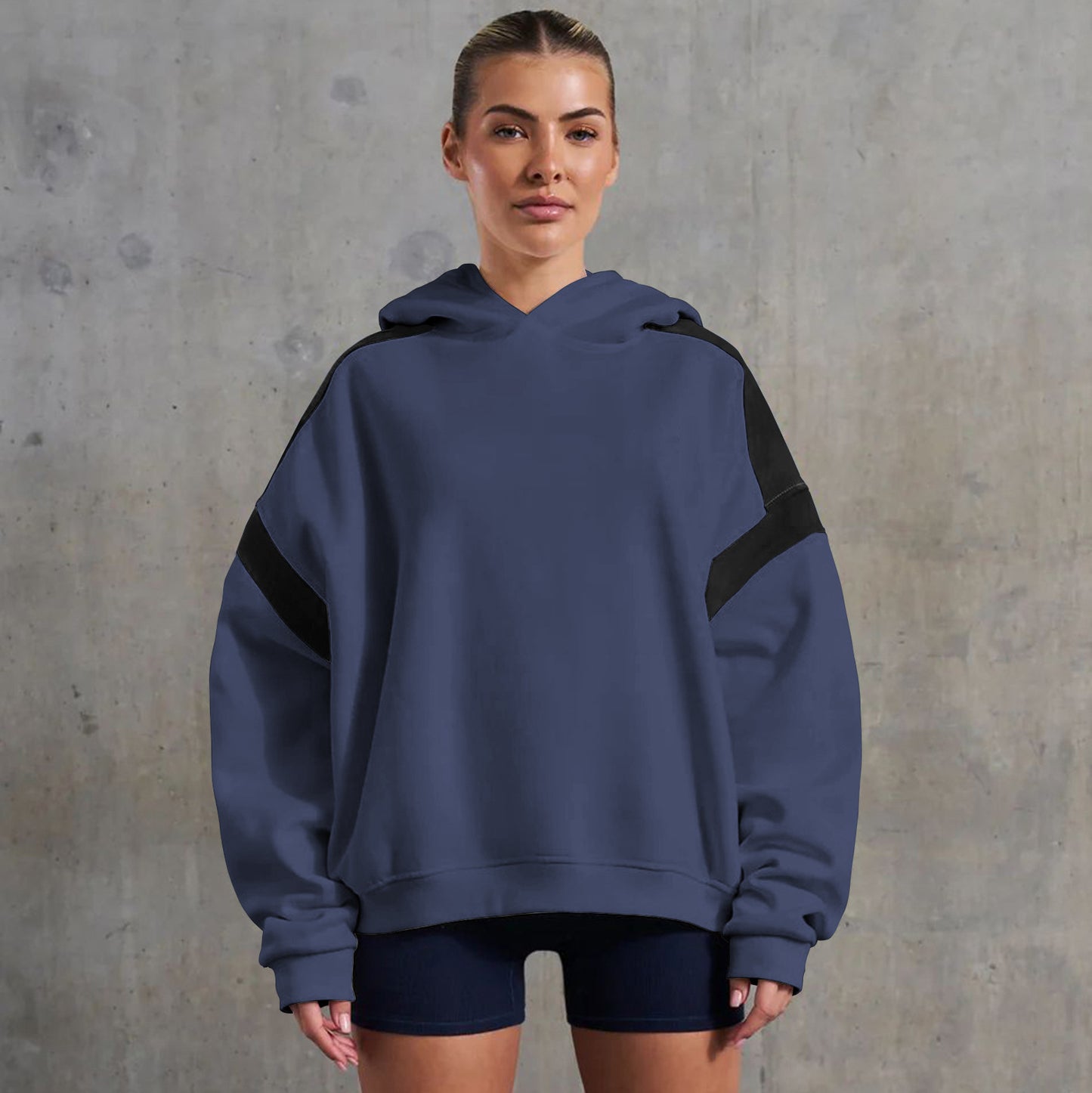 Clara | Sweat à capuche épaules tombantes contrastées