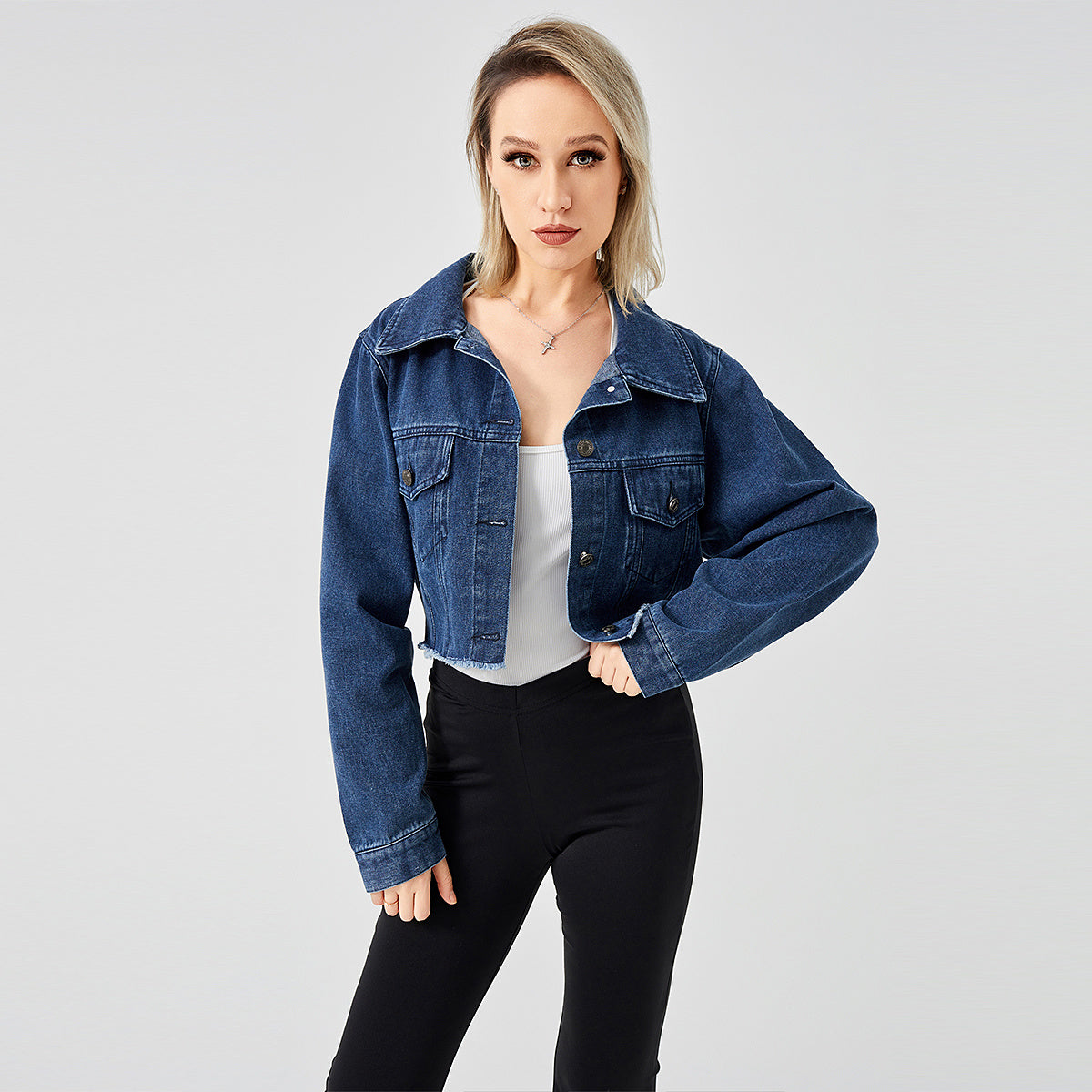Camille | Veste en jean rétro, coupe ample — Charme décontracté