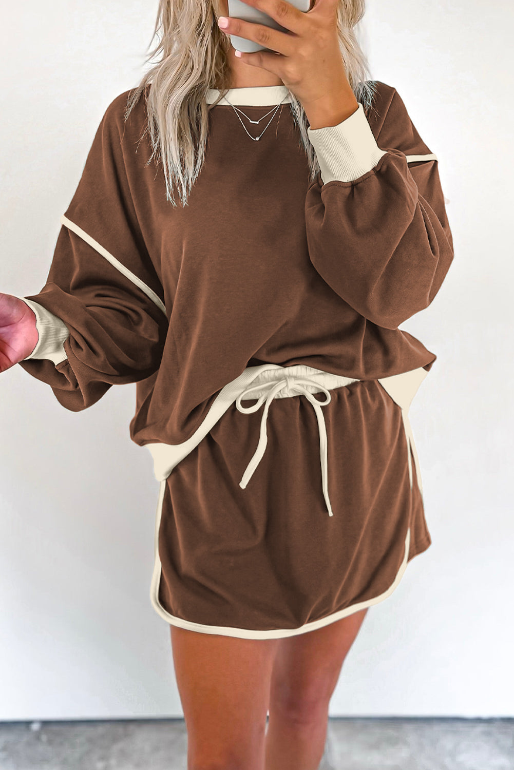 Sophie | Ensemble pull ample & short skort contrastant