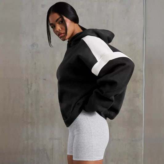 Clara | Sweat à capuche épaules tombantes contrastées