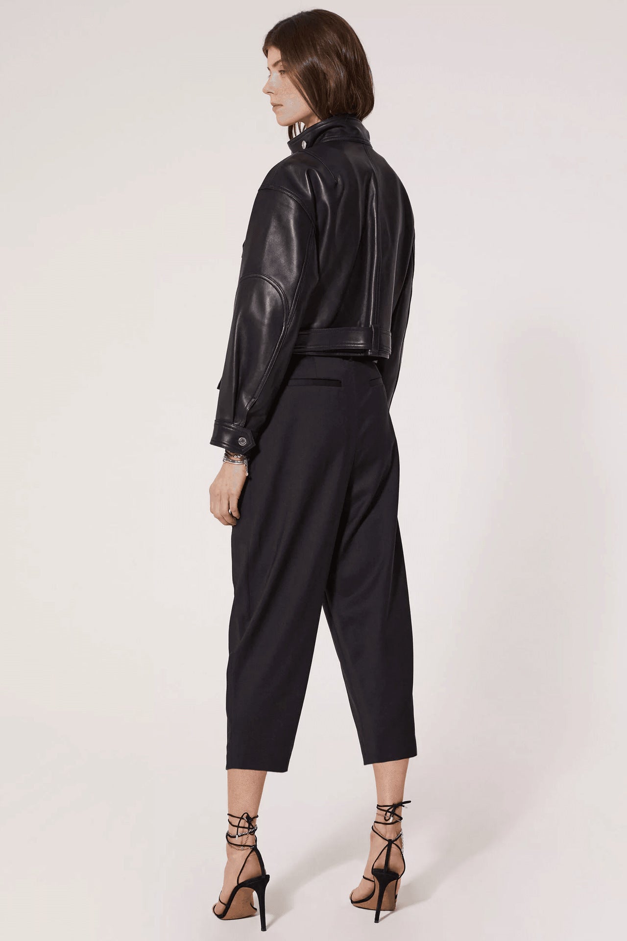 Sofia | Veste en jean ceinturée en cuir & laine