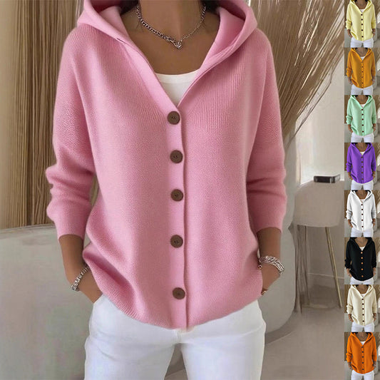 Camille | Gilet à capuche boutonné esprit automne-hiver
