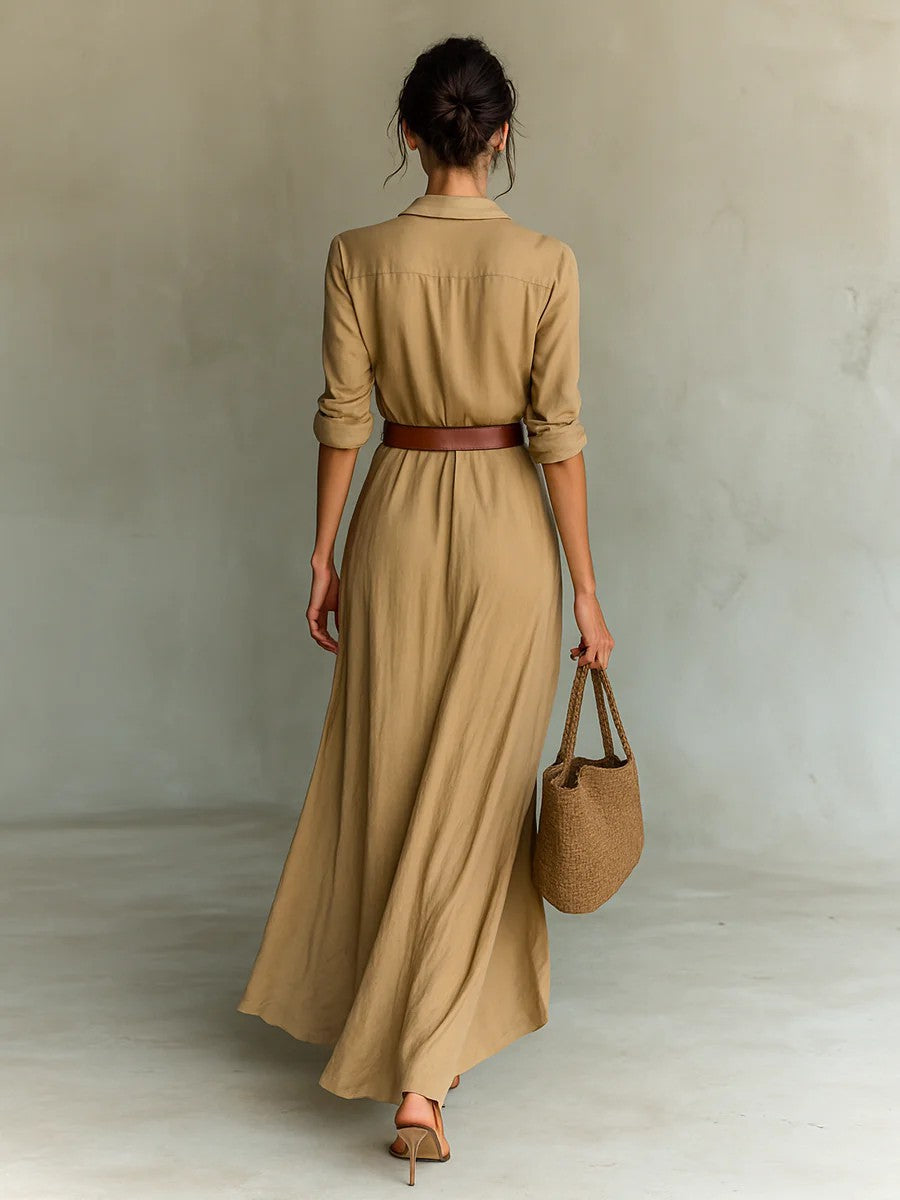 Éloane | Robe chemise asymétrique à ceinture
