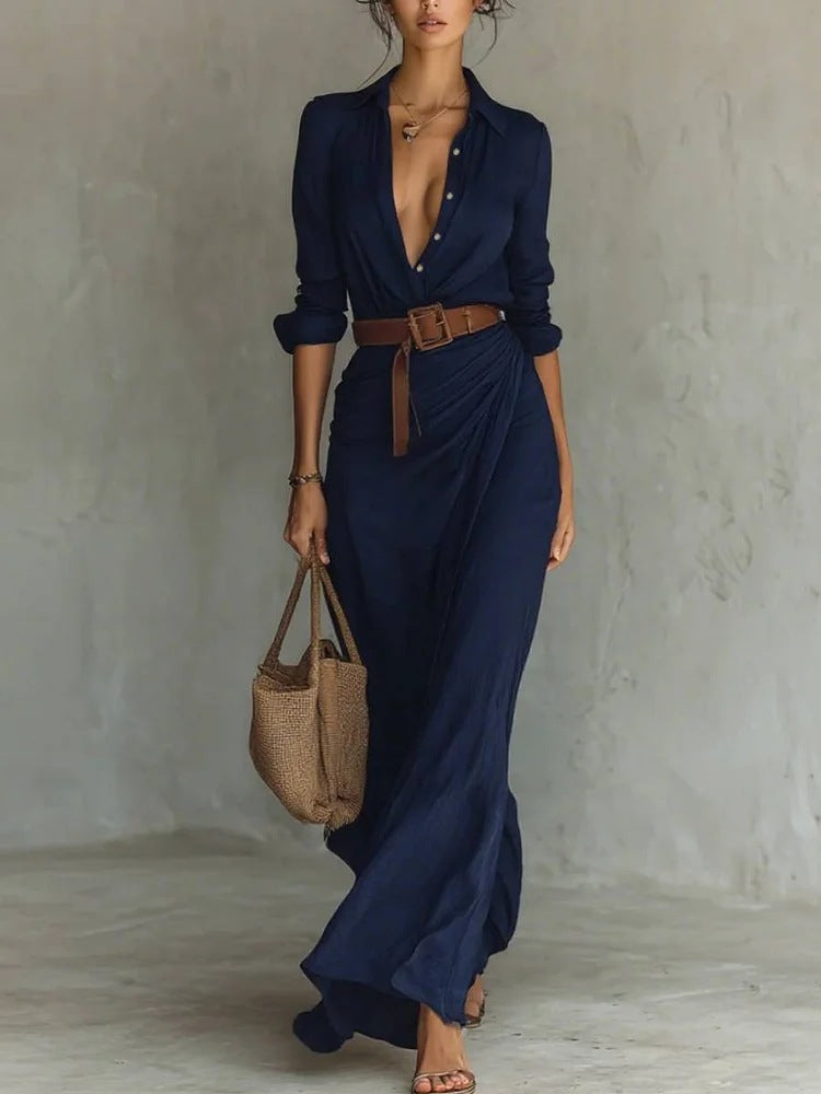 Éloane | Robe chemise asymétrique à ceinture