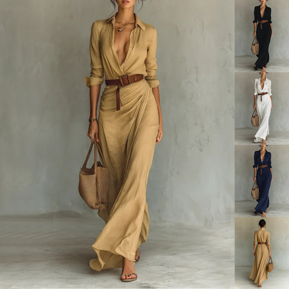 Éloane | Robe chemise asymétrique à ceinture