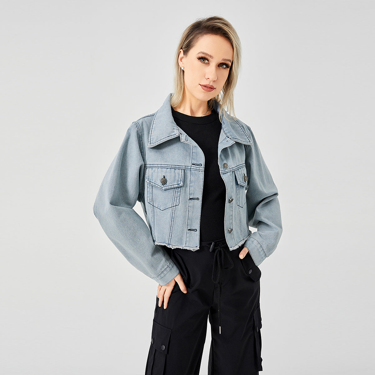 Camille | Veste en jean rétro, coupe ample — Charme décontracté