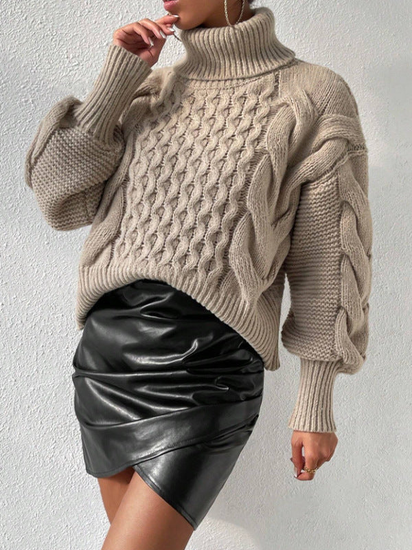 Twist Thread Solid Color Loose Sweater