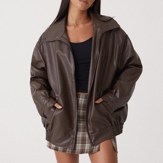 Clara | Manteau en cuir style motard pour femmes