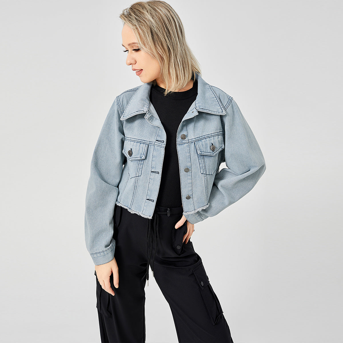 Camille | Veste en jean rétro, coupe ample — Charme décontracté