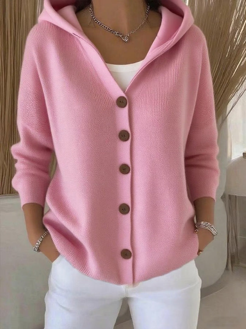 Camille | Gilet à capuche boutonné esprit automne-hiver